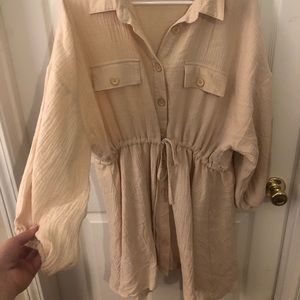 Oatmeal Pink Lily long sleeve dress